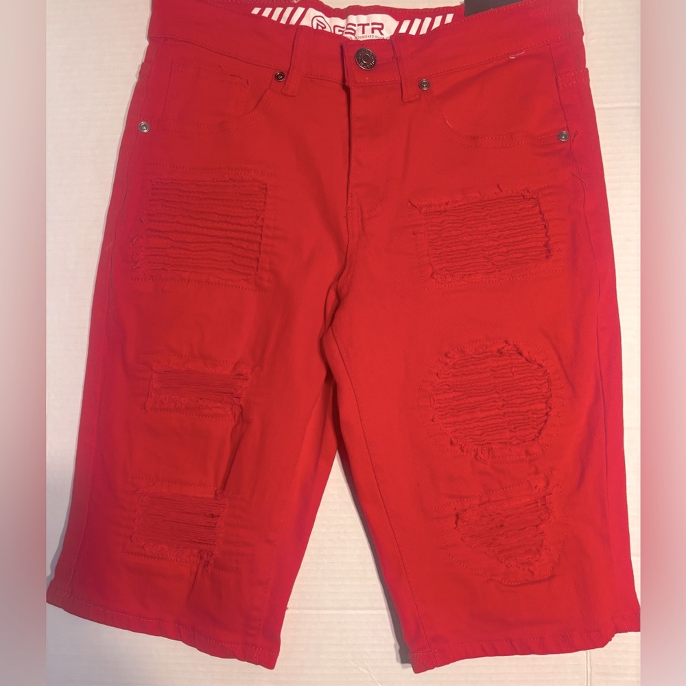 RGSTR Men's Vibrant Red Slim Fit Jean Shorts